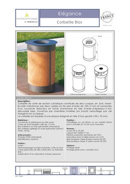 Corbeille de voirie | Corbeille Bios en bois lamellé-collé et acier pour espaces publics