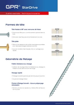 Vis d´assemblage construction bois | StarDrive GPR® tête fraisée
