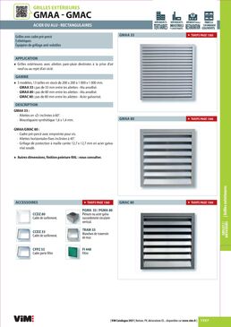 Grille extérieure Aluminium anodisé ou Acier galvanisé pour entrée ou rejet d´air - ailette fixes pas de 80 mm | SITE012122