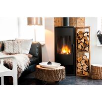 Poêle à gaz moderne en acier noir ou en habillage pierre ollaire | Vaska Faber