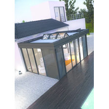 Véranda à ossature bois et menuiserie aluminium | Icone