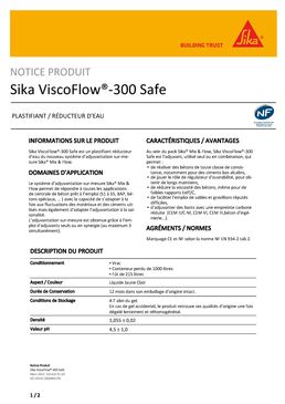 Plastifiant réducteur d'eau pour béton décarboné prêt à l'emploi | Sika ViscoFlow-300 Safe
