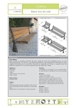 Banc public Arc en ciel | Banc urbain en fonte GS et bois