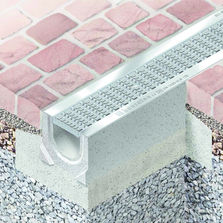 Caniveaux sans cornières en béton fibré à grilles et jusqu'à 250 kN de charge | FASERFIX STANDARD E