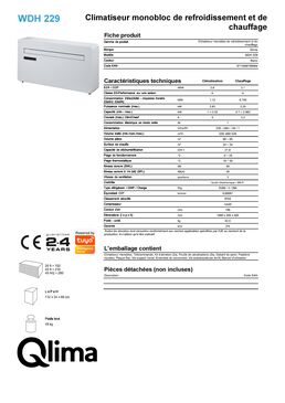 Climatiseur réversible monobloc sans unité extérieure | WDH 229 PTC