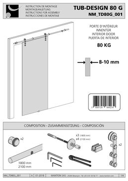 Système coulissant pour portes en bois ou en verre | TUB-DESIGN 80 W – 80 G