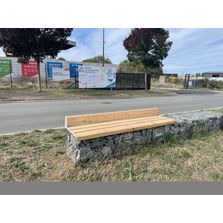 Banc sur gabion avec dossier bas en bois | Gamme Evol S