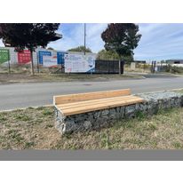 Banc sur gabion avec dossier bas en bois | Gamme Evol S