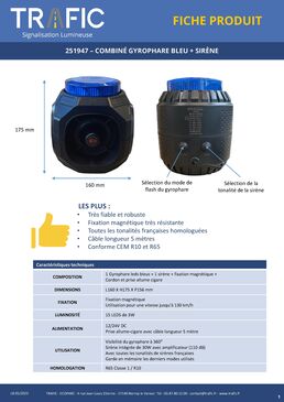 Combiné sirène/gyrophare magnétique pour véhicules prioritaires | 251947