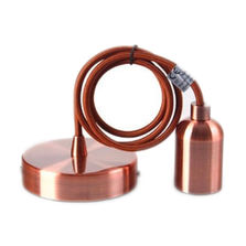 Suspension métal avec câble marron, monture et douille E27 | Monture et douille E27 Métal Cuivre câble marron 2 mètres