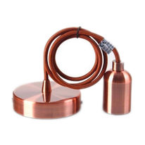 Suspension métal avec câble marron, monture et douille E27 | Monture et douille E27 Métal Cuivre câble marron 2 mètres