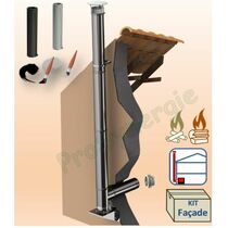 Kit Façade conduit cheminée extérieur Duoten (Isolé 25 mm), Ø 80 à 250 mm, Noir ou Inox