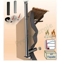 Kit Façade conduit cheminée extérieur Duoten (Isolé 25 mm), Ø 80 à 250 mm, Noir ou Inox