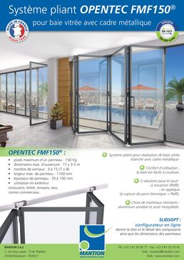 Système pliant pour baie vitrée avec cadre bois (étanche) | OPENTEC FWF100