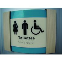 Signalétique intérieure en aluminium avec décor bois | Bois de Lagune