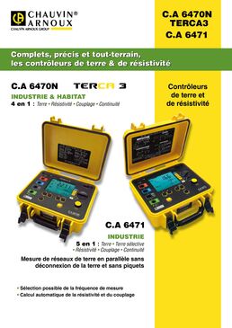 Contrôleur de terre, de résistivité, de continuité et de couplage de terre - CA 6470N