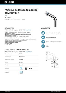 Mitigeur de lavabo temporisé | TEMPOMIX 3 