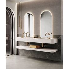 Plan de toilette autoportant avec vasque en scene solid surface | PROGRAM CURVE