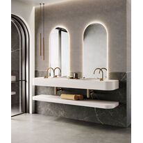 Plan de toilette autoportant avec vasque en scene solid surface | PROGRAM CURVE