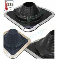 Sortie de toit ronde Solflexe EPDM noir vulcanisé à embase carrée pour passage de toiture (type Pipeco)