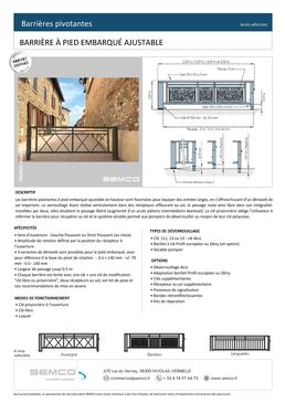 Barrières pivotantes pour accès véhicules | Barrière à pied embarqué ajustable SEMCO