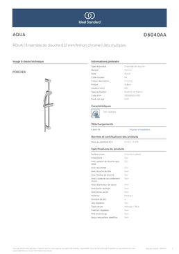 Ensemble de douche - 60cm 2 fonctions | Aqua D6040AA
