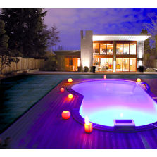 Bassin inox forme haricot à margelle en ipé | Piscinelle Ov