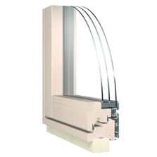 Menuiserie mixte bois aluminium avec dormant et vantail affleurant | Linea Flat