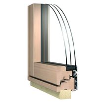 Menuiserie mixte bois aluminium avec dormant et vantail affleurant | Linea Flat