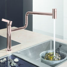 Mitigeur contemporain à finition or et cuivre pour cuisine | Tara Ultra Pivot à finition Cyprium