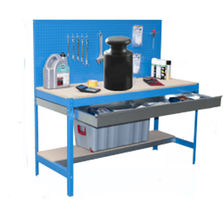 Établi de 90 à 150 cm de longueur avec panneau porte-outils | Etabli d'atelier à 2 niveaux avec porte-outils