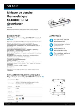 Mitigeur de douche thermostatique bi-commande sécurisé | SECURITHERM Réf. : H9769