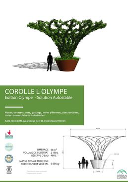 Mobilier urbain végétalisé innovant avec toiles d’ombrage | Corolle L Olympe