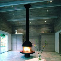 Cheminée centrale à vitrage panoramique coulissant | 83-123