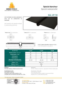 Joint de dilatation de toiture spécial étancheur | JDT 7.04 