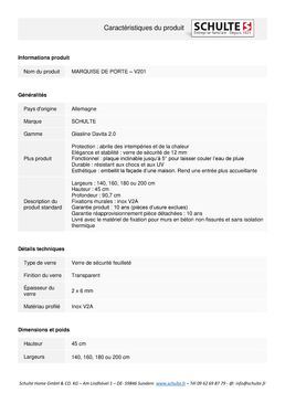 MARQUISE DE PORTE – V201