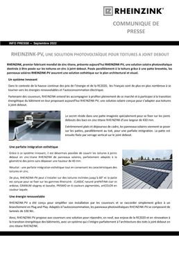 Solution photovoltaïque pour toitures à joint debout | RHEINZINK-PV  