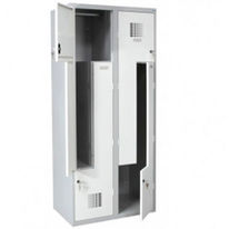 Vestiaire en colonne avec cases en quinconce | Vestiaire en L