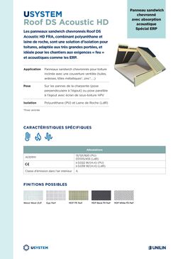 Panneau isolant chevronné pour toitures en pente Spécial ERP | Usystem Roof DS Acoustic HD