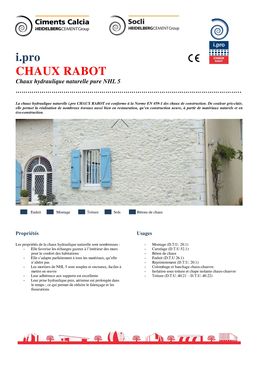 Chaux naturelle hydraulique pure | Rabot NHL 5