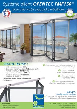 Système pliant pour baie vitrée avec cadre métallique | OPENTEC FMF150