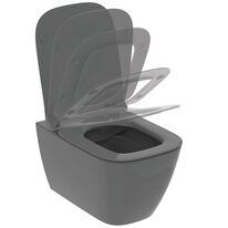 Pack cuvette suspendue i.life B en céramique gris brillant sans bride RimLS+