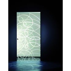 Porte coulissante en applique en verre coloré blanc | Blanc transparent System Zero