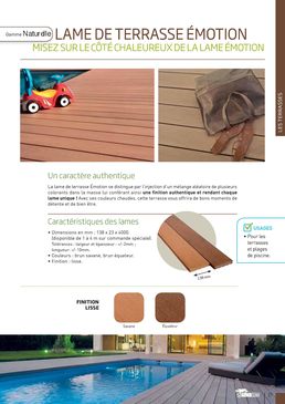 Lame de terrasse en bois composite en 2 coloris | Lame Émotion