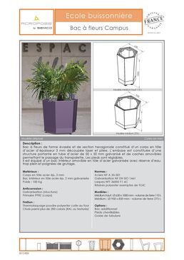 Bac à fleurs | Campus en acier galvanisé thermolaqué