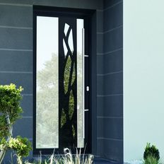 Portes d'entrée vitrée avec effet miroir et monoblocs avec grands décors aluminium ou avec inserts effet miroir extérieur | Porte d'entrée concept miroir