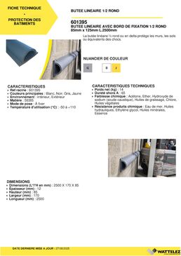 Butée linéaire demi-rond avec bords de fixation | WATTELEZ 