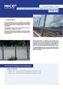 Ecrans acoustiques et antibruit en PMMA transparents ou sérigraphiés | MICE 