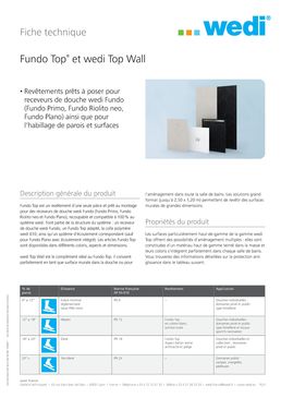 Revêtements prêts-à-poser Fundo Top pour receveurs wedi et panneaux muraux assortis Top Wall