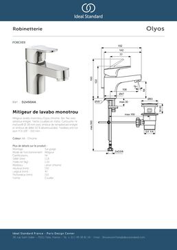 Mitigeur de lavabo monotrou |  OLYOS D2490AA